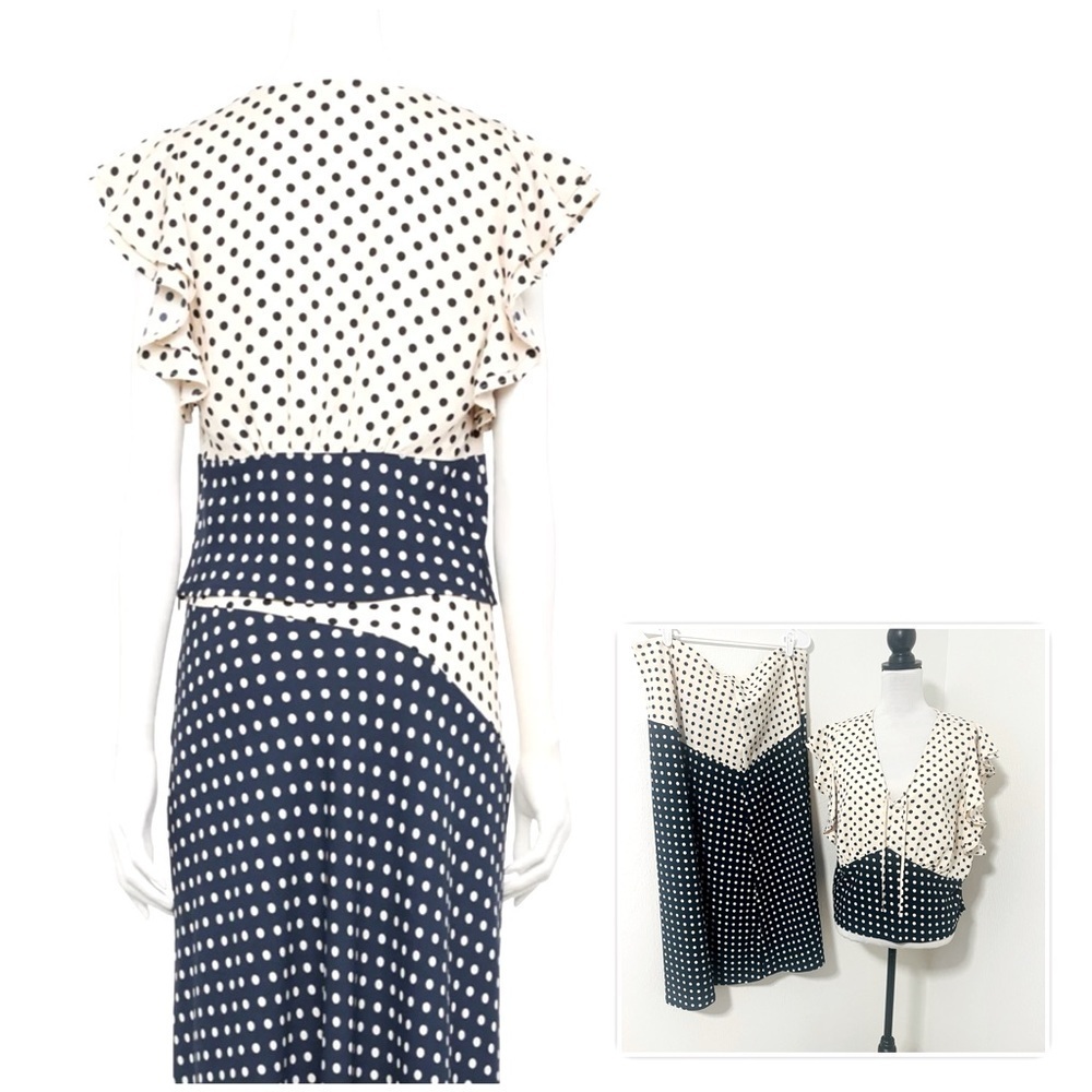 LC Lauren Conrad Women’ XXL Polkadot Front Tie Ruffle Sleeve Top and Maxi Skirt